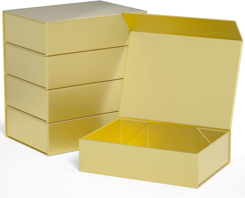 ROSTELACK Gold Gift Boxes 11.9" x 8.5" x 3.3" with Magnetic Closure Lid Gift Box for Presents,Bridesmaid Gifts Boxe,Cute Boxes,Birthday Gift Box,Luxury for Gift Packaging, Magnetic Gift Boxe for Wrapping Gifts - Image 1